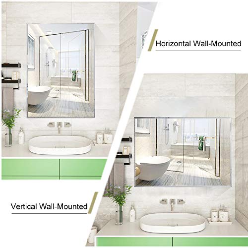 Chende 2 Packs Rectangle Bathroom Mirror with Beveled Edge, 18" x 24" Frameless Vanity Mirror for Bedroom, Entryways, Washrooms, Living Rooms, Modern Wall Mirror