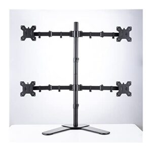 monitor arm quad four monitor mount stand, height adjustable free standing 4 screen mount, steel monitor desk mount bracket fits monitors up to 32 inches monitor mount stand