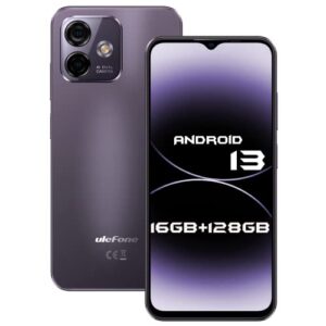 ulefone note 16 pro unlocked cell phone 16gb+128gb, 8-core, 6.52" display smartphone unlocked, android 13, 50mp ai camera mobile phone, 4400 mah, dual 4g lte, fingerprint unlock, u.s. version, purple