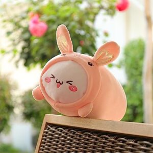 AIXINI Cute Cat Rabbit Plush Pillow 8” Kitten Bunny Stuffed Animal, Soft Kawaii Cat Plushie with Rabbit Outfit Costume, Hugging Plush Squishy Pillow Toy Gifts for Kids