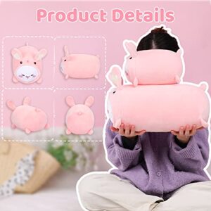 AIXINI Cute Cat Rabbit Plush Pillow 8” Kitten Bunny Stuffed Animal, Soft Kawaii Cat Plushie with Rabbit Outfit Costume, Hugging Plush Squishy Pillow Toy Gifts for Kids