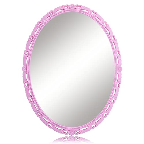 Magnetic Locker Mirror, Real Glass Small Mirrors for Locker with Magnetic Backing, for School Locker, Bathroom, Household Refrigerator, Locker Accessory, Workshop Toolbox or Office Cabinet(Pink)