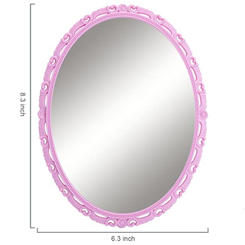 Magnetic Locker Mirror, Real Glass Small Mirrors for Locker with Magnetic Backing, for School Locker, Bathroom, Household Refrigerator, Locker Accessory, Workshop Toolbox or Office Cabinet(Pink)