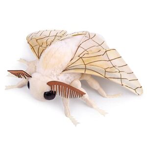 zhongxin made silk moth plush toy - lifelike silk moth stuffed animals 11in, realistic soft big wings moth toys, simulation butterfly plushie model toy, unique plush gift collection for kids