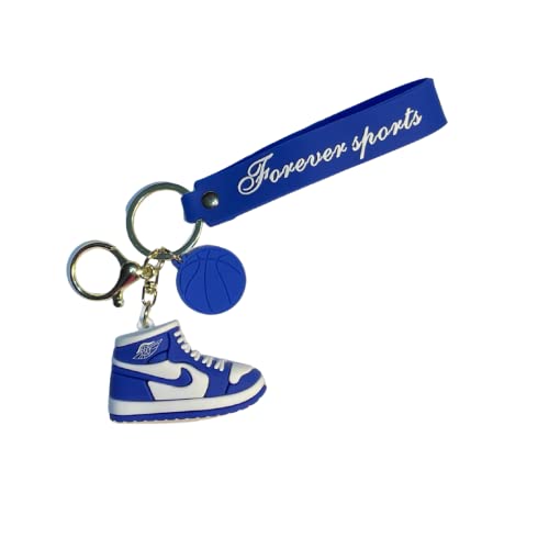 Sneaker Keychain, 3D Mini Basketball Shoe Keychains for Men Women Kids, Fashion Sports Keychains Gift for Sports Fan (KC-010-BLUE)