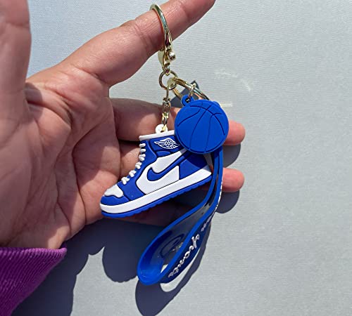 Sneaker Keychain, 3D Mini Basketball Shoe Keychains for Men Women Kids, Fashion Sports Keychains Gift for Sports Fan (KC-010-BLUE)