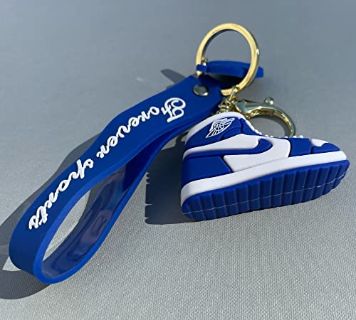 Sneaker Keychain, 3D Mini Basketball Shoe Keychains for Men Women Kids, Fashion Sports Keychains Gift for Sports Fan (KC-010-BLUE)