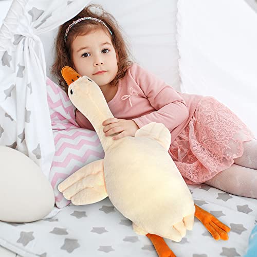 Qicpi 30" Goose Stuffed Animal Weighted Plush Toy 3.2Ibs White Swan Throw Soft Plush Sleeping Pillow Stuffed Animal Toys for Kids Gifts