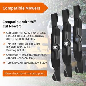 942-04053C Mower Blades Fit for Cub-Cadet 50" Deck, 742-04053 2-in-1 Blade Compatible with Cub Cad et LTX1050, RZT50, Troy Bilt Mustang 50, Toro LX500 Lawn Mowers, Replace 742-04053A 112-0316, 3 Pack
