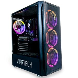 ViprTech Mutineer Gaming PC Desktop - Intel Core i7 (3.8GHz), GeForce GTX 1660 Super 6GB, 16GB RAM, 512GB NVMe SSD, RGB Keyboard Mouse Mousepad, WiFi, Bluetooth, Win 10 Pro, Streaming, Editing, Black