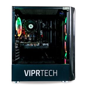 ViprTech Mutineer Gaming PC Desktop - Intel Core i7 (3.8GHz), GeForce GTX 1660 Super 6GB, 16GB RAM, 512GB NVMe SSD, RGB Keyboard Mouse Mousepad, WiFi, Bluetooth, Win 10 Pro, Streaming, Editing, Black