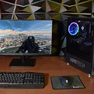 ViprTech Mutineer Gaming PC Desktop - Intel Core i7 (3.8GHz), GeForce GTX 1660 Super 6GB, 16GB RAM, 512GB NVMe SSD, RGB Keyboard Mouse Mousepad, WiFi, Bluetooth, Win 10 Pro, Streaming, Editing, Black