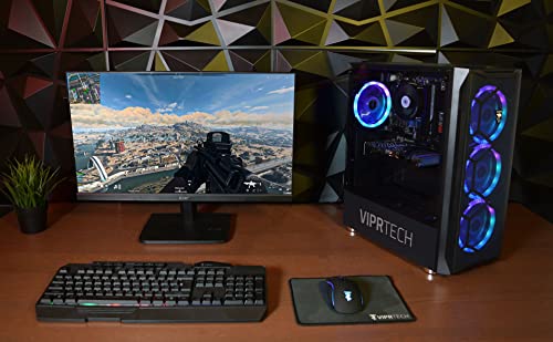 ViprTech Mutineer Gaming PC Desktop - Intel Core i7 (3.8GHz), GeForce GTX 1660 Super 6GB, 16GB RAM, 512GB NVMe SSD, RGB Keyboard Mouse Mousepad, WiFi, Bluetooth, Win 10 Pro, Streaming, Editing, Black