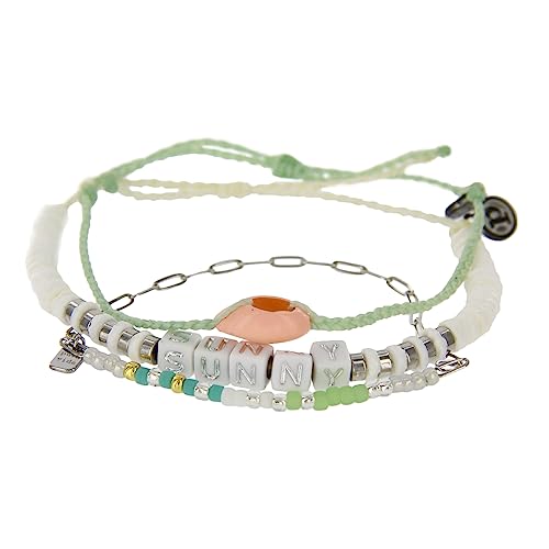 Pura Vida Bracelets Pack Sunny Seabright Days Bracelet Stack - Set of 3 Stackable Bracelets for Women, Summer Accessories & Cute Bracelets for Teen Girls - 1 Chain Bracelet & 2 String Bracelets