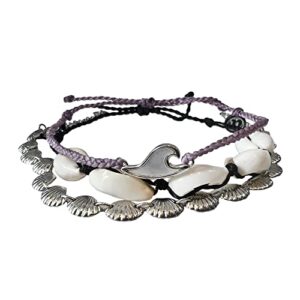 pura vida bracelets pack dark knotted wave chain bracelet stack - set of 3 stackable bracelets for women, summer accessories & cute bracelets for teen girls - 1 chain bracelet & 2 string bracelets