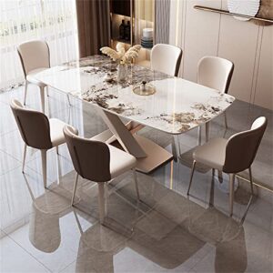 litfad modern rectangle dining table set 7 pieces home furniture dinette table set with metal base kitchen table set restaurant table and chairs set of 6-7 pieces: table with 6 chairs