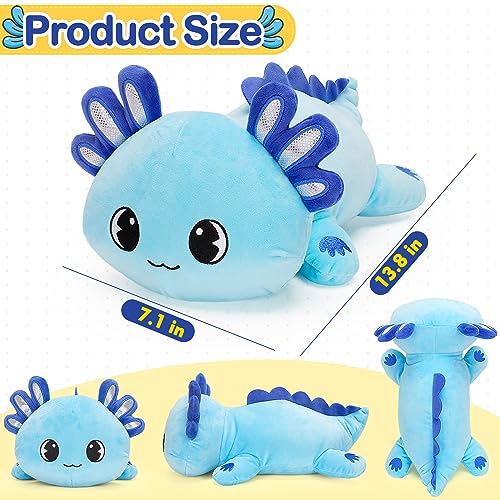 KMUYSL Axolotl Plush Toy, Soft Stuffed Animal Plush, Cute 13" Plush Pillow, Kawaii Stuffed Plushies Dolls for Girls Kids, Chrismas Birthday Gift for Boy Girls(Blue)