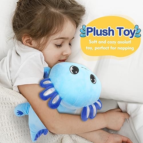 KMUYSL Axolotl Plush Toy, Soft Stuffed Animal Plush, Cute 13" Plush Pillow, Kawaii Stuffed Plushies Dolls for Girls Kids, Chrismas Birthday Gift for Boy Girls(Blue)