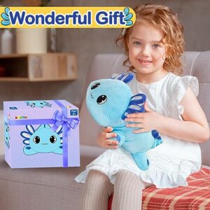 KMUYSL Axolotl Plush Toy, Soft Stuffed Animal Plush, Cute 13" Plush Pillow, Kawaii Stuffed Plushies Dolls for Girls Kids, Chrismas Birthday Gift for Boy Girls(Blue)
