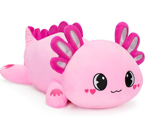 Officygnet Axolotl Plush, 13" Soft Stuffed Animal Plush Toy, Cute Axolotl Plush Pillow, Kawaii Plushies Dolls for Kids, Pink Axolotl Gift for Girls Boys