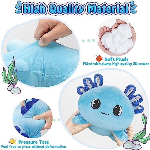 Officygnet Axolotl Plush, 13" Soft Stuffed Animal Plush Toy, Cute Axolotl Plush Pillow, Kawaii Plushies Dolls for Kids, Blue Axolotl Gift for Girls Boys