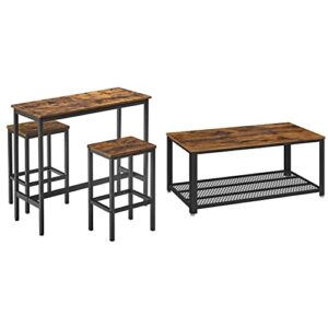 vasagle dining table set, bar table and chairs set, kitchen bar height table black ulbt218b01 & coffee table for living room, 2-tier cocktail table, center table black ulct61x
