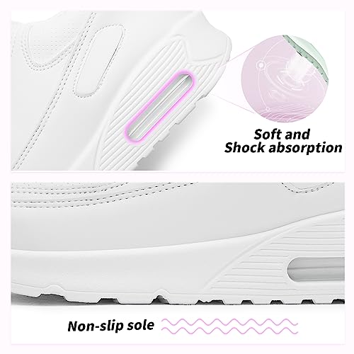 Iarus Women’s Walking Shoes White Running Sneakers Comfortable Fashion Tennis Shoes for Womens（white08）