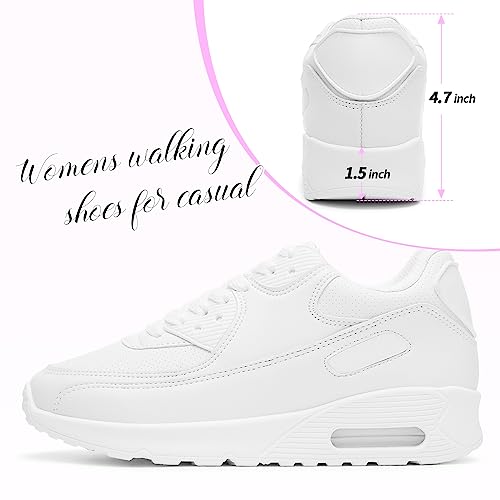 Iarus Women’s Walking Shoes White Running Sneakers Comfortable Fashion Tennis Shoes for Womens（white08）