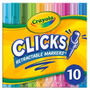 crayola washable markers with retractable tips, clicks, school supplies, 10 count, gifts for kids