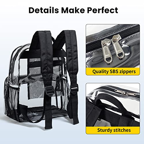 Vorspack Clear Backpack Heavy Duty - PVC Clear Book Bag with Inner Pocket Transparent Backpack for College Workplace Security - Black