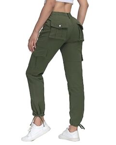 dafensi cargo pants for women stretchy cargo joggers casual lightweight hiking pants armygreen xl