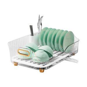 NUKied Dish Drying Rack, Dish Racks for Kitchen Counter, Space-Saving Kitchen Drying Rack with a Cutlery Holder, Drying Rack for Dishes, Knives, Spoons, and Fork