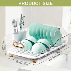 NUKied Dish Drying Rack, Dish Racks for Kitchen Counter, Space-Saving Kitchen Drying Rack with a Cutlery Holder, Drying Rack for Dishes, Knives, Spoons, and Fork