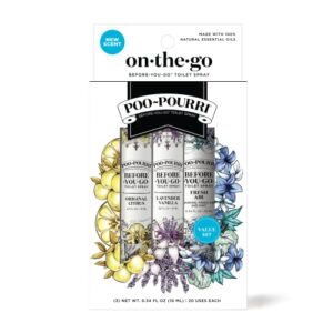 Poo-Pourri Before-You-Go Toilet Spray, Fresh Air, 2 Fl Oz - Jasmine, Fresh Air and Mint & Before-You-Go Toilet Spray, On-The-Go, Travel Size Variety 10 mL