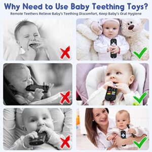 Teething Relief Teethers Toys for Babies 3-6 12 Months Gifts, Silicone Remote Control Baby Teether Bath Toys for 3 6 9 Months Newborn Infant Boy Girl Autism, Food Grade Silicone Sensory Toys, Black