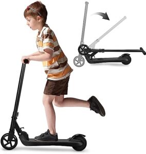 riding'times electric scooter for kids ages 4-10, up to 6.2mph & 6.2 miles range, 5 inch pu tire, ul2272 certified approved kick e scooter for boys girls