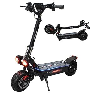 electric scooter adults, escooter with 5600w powerful dual motor, 47mph max speed, 60v 27ah battery, 50 miles long range, 11” inner tubeless tire folding sport kick scooter (q06-without seat)