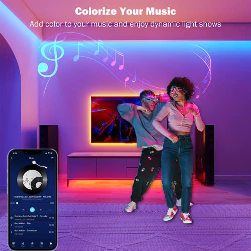 Leeleberd Led Lights for Bedroom 100 ft (2 Rolls of 50ft) Music Sync Color Changing RGB Led Strip Lights with Remote App Control Bluetooth Led light Strip, Led Lights for Room Home Kitchen Decor Party