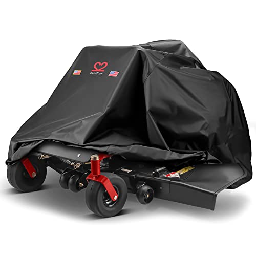 Zero-Turn Lawn Mower Cover, Riding Lawn Mower Covers Waterproof Heavy Duty 600D Oxford Zero-Turn Cover for Cub Cadet Bad Boy Toro John Deere Craftsman Gravely Universal Tractor Cover Up to 60" Decks