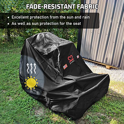 Zero-Turn Lawn Mower Cover, Riding Lawn Mower Covers Waterproof Heavy Duty 600D Oxford Zero-Turn Cover for Cub Cadet Bad Boy Toro John Deere Craftsman Gravely Universal Tractor Cover Up to 60" Decks