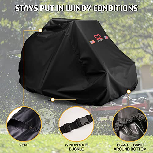 Zero-Turn Lawn Mower Cover, Riding Lawn Mower Covers Waterproof Heavy Duty 600D Oxford Zero-Turn Cover for Cub Cadet Bad Boy Toro John Deere Craftsman Gravely Universal Tractor Cover Up to 60" Decks