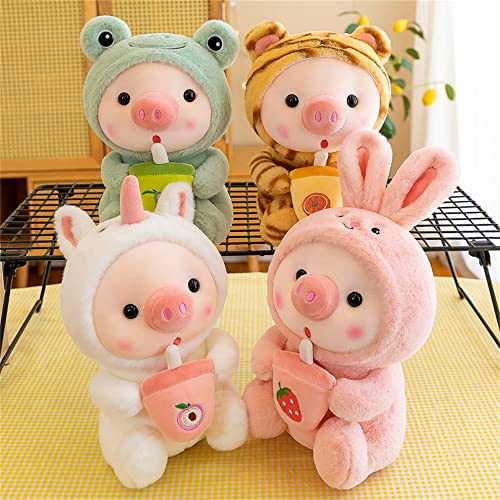 LANFIRE Pig Plush Pillow Pig Dressed Up As Frogs Tigers Rabbits Cute Plush Pillow Gifts for Boy Girl (9.8 in, Pink)