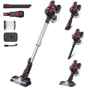 inse cordless vacuum cleaner, 6-in-1 rechargeable stick vacuum with 2200 m-a-h battery, powerful lightweight cordless vacuum cleaner, up to 45 mins runtime, for home hard floor carpet pet hair-n5s