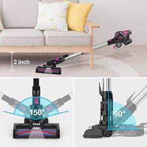 INSE Cordless Vacuum Cleaner, 6-in-1 Rechargeable Stick Vacuum with 2200 m-A-h Battery, Powerful Lightweight Cordless Vacuum Cleaner, Up to 45 Mins Runtime, for Home Hard Floor Carpet Pet Hair-N5S