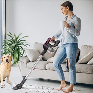 INSE Cordless Vacuum Cleaner, 6-in-1 Rechargeable Stick Vacuum with 2200 m-A-h Battery, Powerful Lightweight Cordless Vacuum Cleaner, Up to 45 Mins Runtime, for Home Hard Floor Carpet Pet Hair-N5S