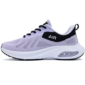 women's running shoes air tennis athletic fashion sneakers lightweight walking gym jogging sport workout shoes blackpurple us 8.5
