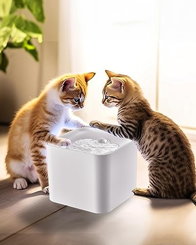 Cat Water Fountain,luti 67 oz/2.0L Automatic Water Fountain for Cats Inside with LED Light for Cats, Dogs, Multiple Pets, Replacement Filters Included, White