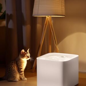 Cat Water Fountain,luti 67 oz/2.0L Automatic Water Fountain for Cats Inside with LED Light for Cats, Dogs, Multiple Pets, Replacement Filters Included, White