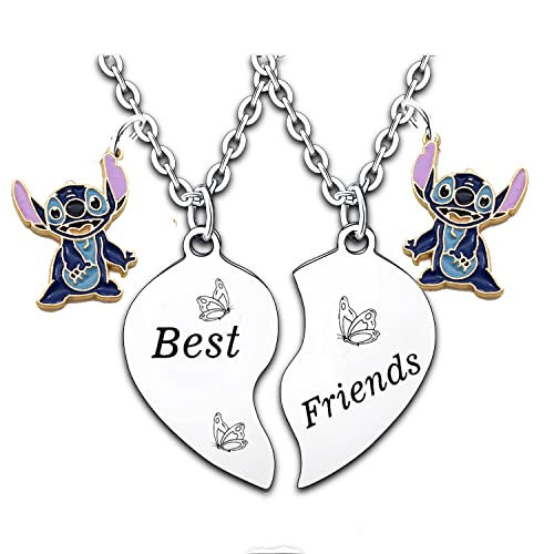 Waeceip 2PCS Best Friend Necklace Friendship Gifts for Friend Gifts Cute Stitch Gifts for Friend Gifts Cute Necklace Stitch Christmas Birthday Graduation Gifts