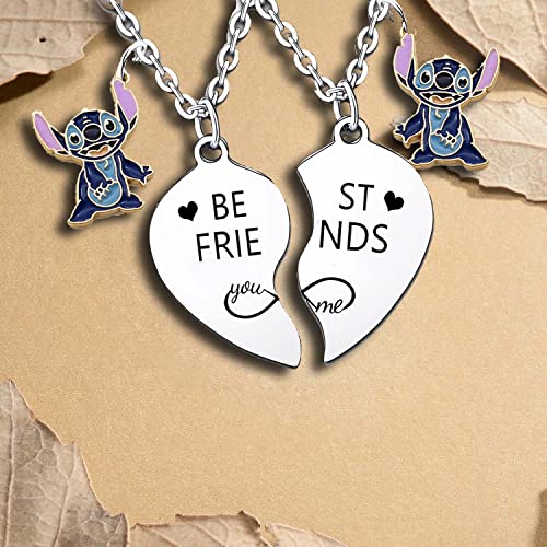 Waeceip 2PCS Best Friend Necklace Friendship Gifts for Friend Gifts Cute Stitch Gifts for Friend Gifts Cute Necklace Stitch Christmas Birthday Graduation Gifts